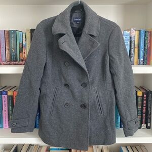 Lands’ End Women’s Gray Wool Pea Coat size 6